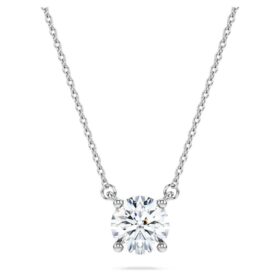 Eternity Solitaire Pendant Lab-Grown Diamonds 1 Ct Tw, Round Shape, 14K White Gold