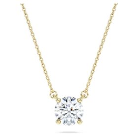 Eternity Solitaire Pendant Lab-Grown Diamonds 1 Ct Tw, Round Shape, 14K Yellow Gold