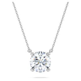 Eternity Solitaire Pendant Lab-Grown Diamonds 2 Ct Tw, Round Shape, 14K White Gold