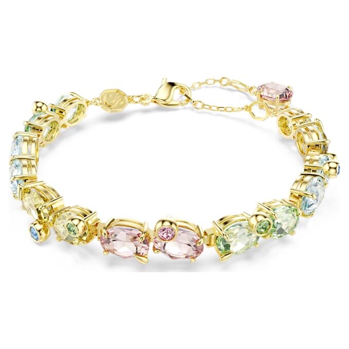 Gema Bracelet Mixed Cuts, Multicolored, Gold-Tone Plated Gema Bracelet Mixed Cuts, Multicolored, Gold-Tone Plated