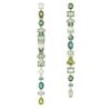 Gema Drop Earrings Asymmetrical Design, Mixed Cuts, Extra Long, Green, Gold-Tone Plated Gema Drop Earrings Asymmetrical Design, Mixed Cuts, Extra Long, Green, Gold-Tone Plated
