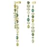 Gema Drop Earrings Asymmetrical Design, Mixed Cuts, Extra Long, Green, Gold-Tone Plated Gema Drop Earrings Asymmetrical Design, Mixed Cuts, Extra Long, Green, Gold-Tone Plated