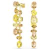 Gema Drop Earrings Asymmetrical Design, Mixed Cuts, Long, Yellow, Gold-Tone Plated