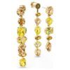Gema Drop Earrings Asymmetrical Design, Mixed Cuts, Long, Yellow, Gold-Tone Plated