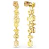Gema Drop Earrings Asymmetrical Design, Mixed Cuts, Long, Yellow, Gold-Tone Plated