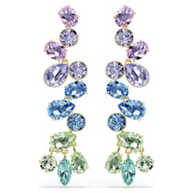 Gema Drop Earrings Mixed Cuts, Chandelier, Long, Multicolored, Gold-Tone Plated