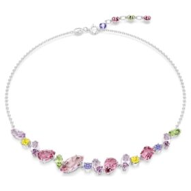 Gema Necklace Mixed Cuts, Multicolored, Rhodium Plated