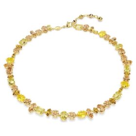 Gema Necklace Mixed Cuts, Yellow, Gold-Tone Plated