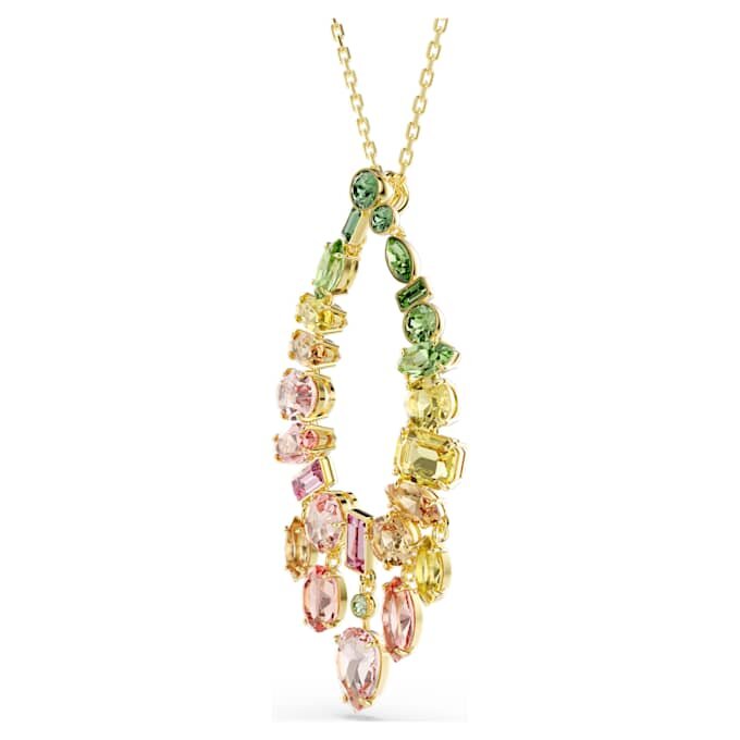 Gema Pendant Mixed Cuts, Multicolored, Gold-Tone Plated Gema Pendant Mixed Cuts, Multicolored, Gold-Tone Plated