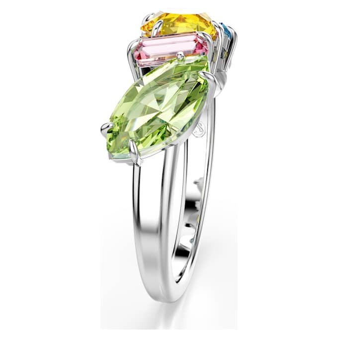 Gema Ring Mixed Cuts, Multicolored, Rhodium Plated Gema Ring Mixed Cuts, Multicolored, Rhodium Plated