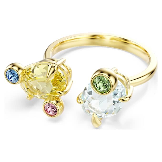 Gema Ring Set (3), Mixed Cuts, Multicolored, Gold-Tone Plated Gema Ring Set (3), Mixed Cuts, Multicolored, Gold-Tone Plated