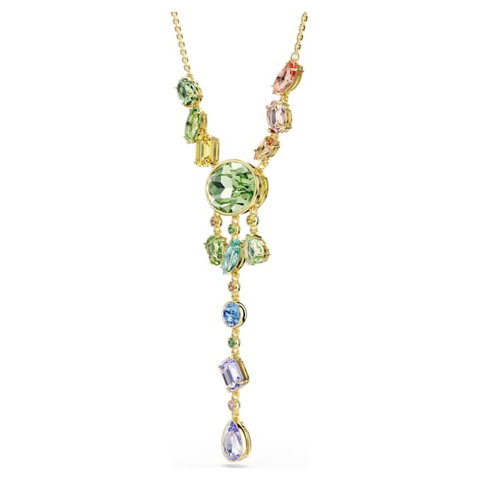 Gema Y Necklace Mixed Cuts, Multicolored, Gold-Tone Plated Gema Y Necklace Mixed Cuts, Multicolored, Gold-Tone Plated