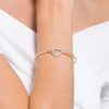 Hyperbola Bangle Infinity and Heart, White, Mixed Metal Finish Hyperbola Bangle Infinity and Heart, White, Mixed Metal Finish