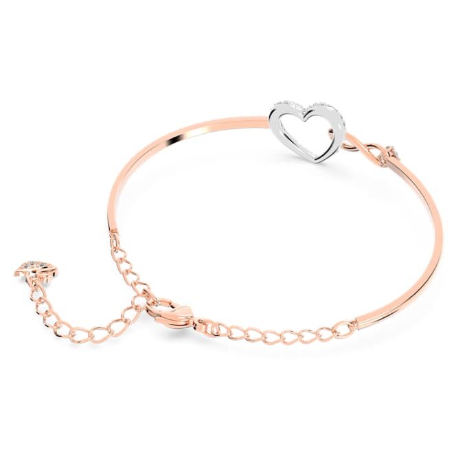Hyperbola Bangle Infinity and Heart, White, Mixed Metal Finish Hyperbola Bangle Infinity and Heart, White, Mixed Metal Finish