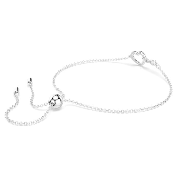 Hyperbola Bracelet Infinity and Heart, White, Rhodium Plated Hyperbola Bracelet Infinity and Heart, White, Rhodium Plated