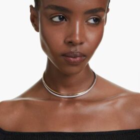Hyperbola Choker Round Cut, White, Mixed Metal Finish Hyperbola Choker Round Cut, White, Mixed Metal Finish