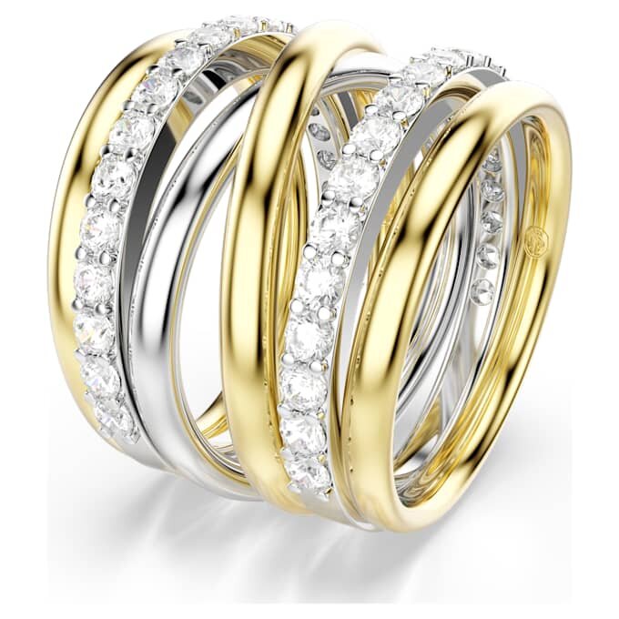 Hyperbola Cocktail Ring Round Cut, White, Mixed Metal Finish Hyperbola Cocktail Ring Round Cut, White, Mixed Metal Finish
