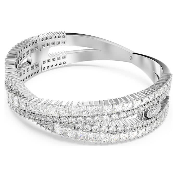 Hyperbola Cuff Mixed Cuts, Infinity, White, Rhodium Plated Hyperbola Cuff Mixed Cuts, Infinity, White, Rhodium Plated