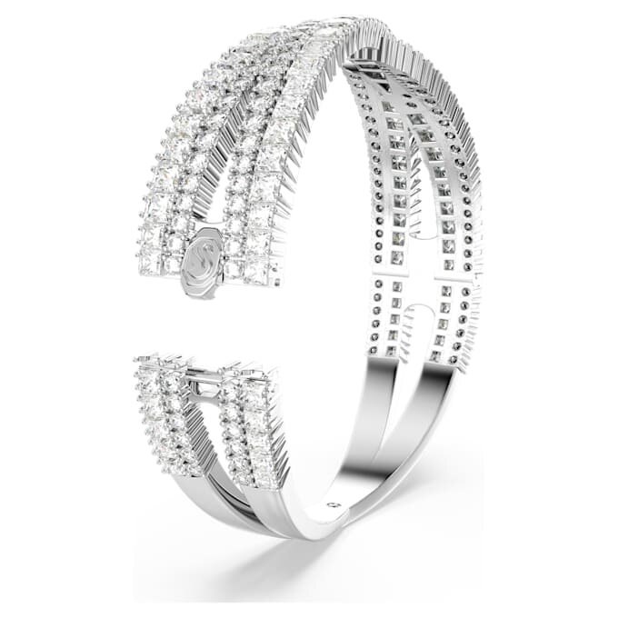 Hyperbola Cuff Mixed Cuts, Infinity, White, Rhodium Plated Hyperbola Cuff Mixed Cuts, Infinity, White, Rhodium Plated