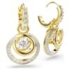 Hyperbola Drop Earrings Round Cut, White, Gold-Tone Plated Hyperbola Drop Earrings Round Cut, White, Gold-Tone Plated