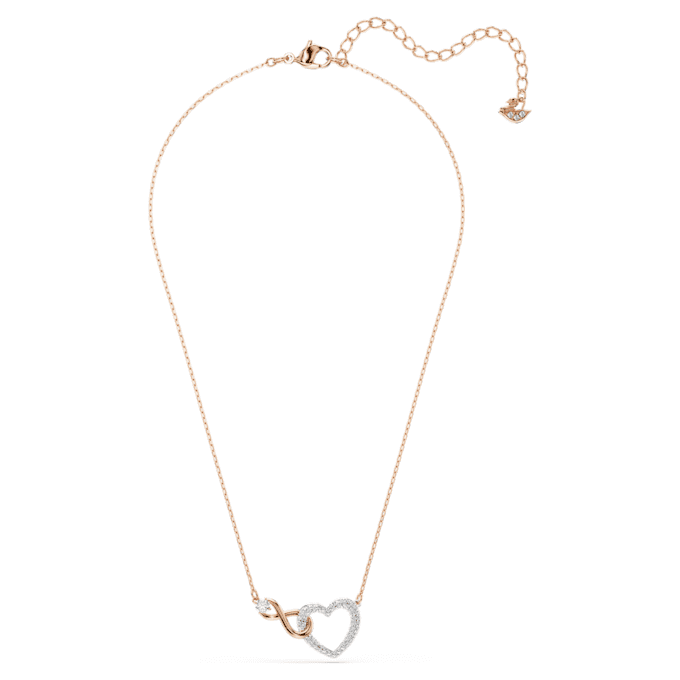 Hyperbola Necklace Infinity and Heart, White, Mixed Metal Finish Hyperbola Necklace Infinity and Heart, White, Mixed Metal Finish