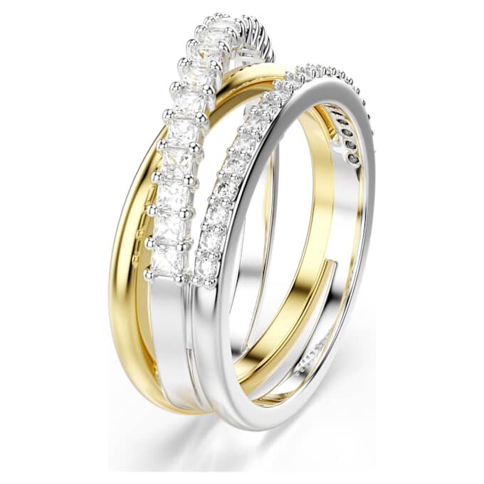 Hyperbola Ring Mixed Cuts, White, Mixed Metal Finish Hyperbola Ring Mixed Cuts, White, Mixed Metal Finish