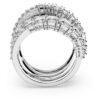 Hyperbola Ring Mixed Cuts, White, Rhodium Plated