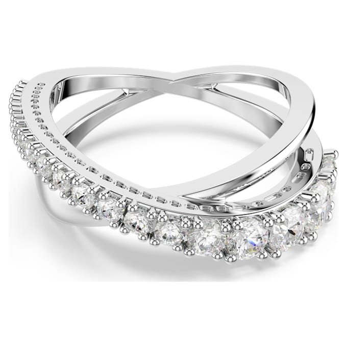Hyperbola Ring Mixed Cuts, White, Silver-Tone Finish Hyperbola Ring Mixed Cuts, White, Silver-Tone Finish