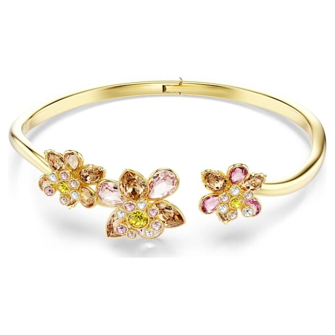 Idyllia Bangle Mixed Cuts, Flower, Multicolored, Gold-Tone Plated Idyllia Bangle Mixed Cuts, Flower, Multicolored, Gold-Tone Plated