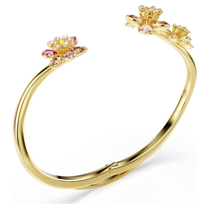 Idyllia Bangle Mixed Cuts, Flower, Multicolored, Gold-Tone Plated Idyllia Bangle Mixed Cuts, Flower, Multicolored, Gold-Tone Plated