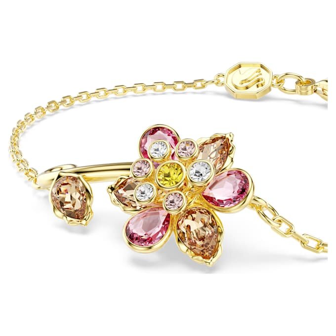 Idyllia Bracelet Mixed Cuts, Flower, Multicolored, Gold-Tone Plated Idyllia Bracelet Mixed Cuts, Flower, Multicolored, Gold-Tone Plated