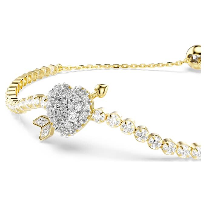 Idyllia Bracelet Mixed Cuts, Heart with Arrow, White, Gold-Tone Plated Idyllia Bracelet Mixed Cuts, Heart with Arrow, White, Gold-Tone Plated