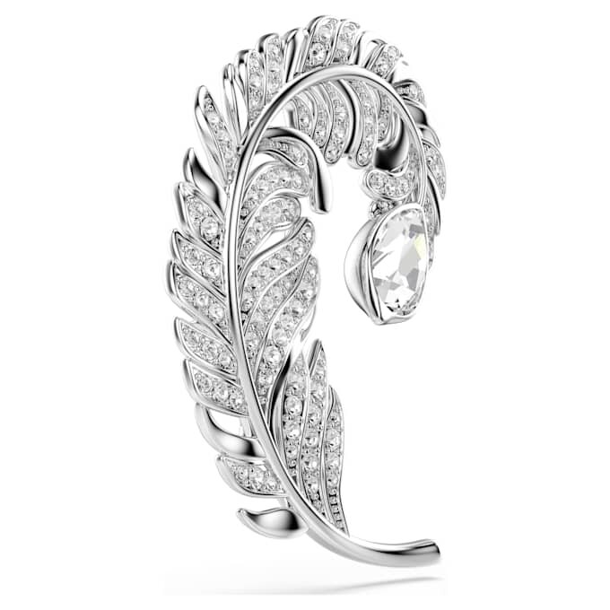 Idyllia Brooch Mixed Cuts, Feather, Rhodium Plated Idyllia Brooch Mixed Cuts, Feather, Rhodium Plated