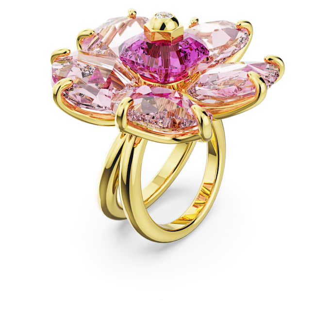 Idyllia Cocktail Ring Flower, Pink, Gold-Tone Plated Idyllia Cocktail Ring Flower, Pink, Gold-Tone Plated