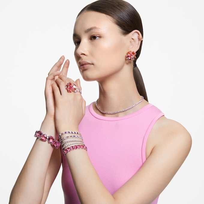 Idyllia Cocktail Ring Flower, Pink, Gold-Tone Plated Idyllia Cocktail Ring Flower, Pink, Gold-Tone Plated