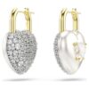 Idyllia Drop Earrings Mixed Cuts, Heart, White, Gold-Tone Plated
