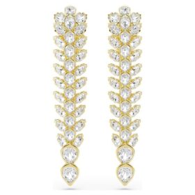 Idyllia Drop Earrings Mixed Cuts, Long, White, Gold-Tone Plated