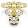 Idyllia Motif Ring Mixed Cuts, Bee, Multicolored, Gold-Tone Plated Idyllia Motif Ring Mixed Cuts, Bee, Multicolored, Gold-Tone Plated