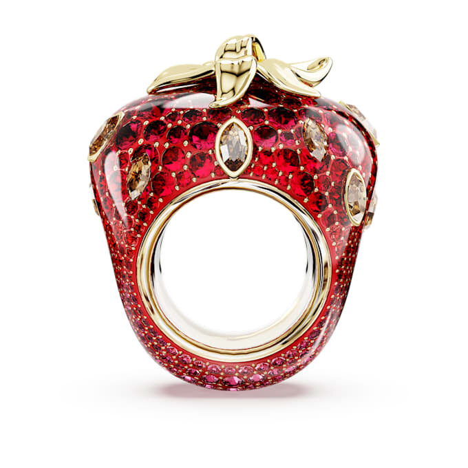Idyllia Motif Ring Mixed Cuts, Strawberry, Red, Gold-Tone Plated Idyllia Motif Ring Mixed Cuts, Strawberry, Red, Gold-Tone Plated