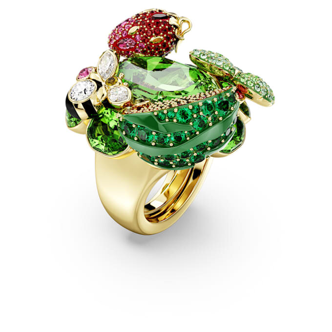 Idyllia Motif Ring Multicolored, Gold-Tone Plated Idyllia Motif Ring Multicolored, Gold-Tone Plated