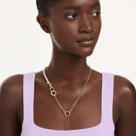 Idyllia Necklace Crystal Pearl, White, Gold-Tone Plated