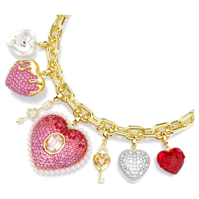 Idyllia Necklace Mixed Cuts, Heart, Key, Multicolored, Gold-Tone Plated Idyllia Necklace Mixed Cuts, Heart, Key, Multicolored, Gold-Tone Plated