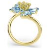 Idyllia Open Ring Mixed Cuts, Flower, Blue, Gold-Tone Plated Idyllia Open Ring Mixed Cuts, Flower, Blue, Gold-Tone Plated