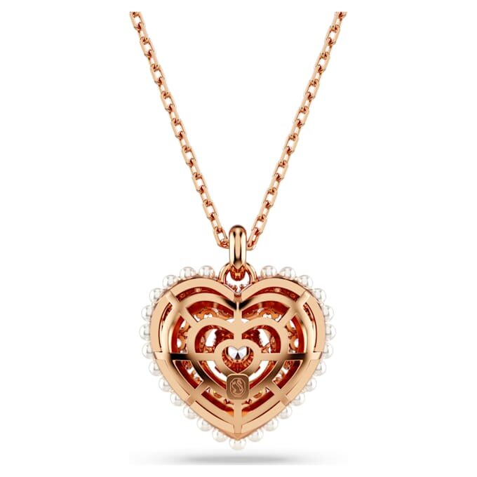 Idyllia Pendant Crystal Pearl, Heart, White, Rose Gold-Tone Plated Idyllia Pendant Crystal Pearl, Heart, White, Rose Gold-Tone Plated