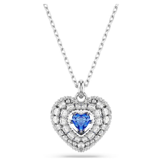 Idyllia Pendant Heart, Blue, Rhodium Plated Idyllia Pendant Heart, Blue, Rhodium Plated