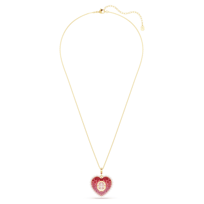 Idyllia Pendant Mixed Cuts, Heart, Pink, Gold-Tone Plated Idyllia Pendant Mixed Cuts, Heart, Pink, Gold-Tone Plated