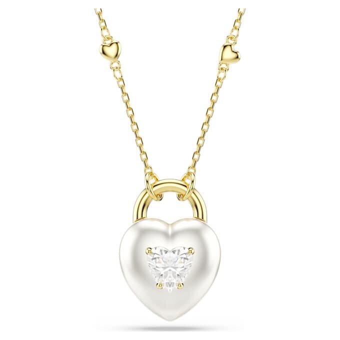 Idyllia Pendant Mixed Cuts, Heart, White, Gold-Tone Plated Idyllia Pendant Mixed Cuts, Heart, White, Gold-Tone Plated