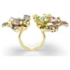 Idyllia Ring Mixed Cuts, Pavé, Flower, Multicolored, Gold-Tone Plated