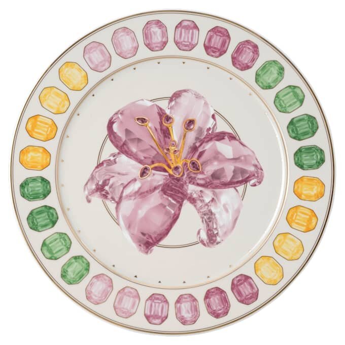 Idyllia Service Plate Porcelain, Crystal Print Motif, Lily, Multicolored Idyllia Service Plate Porcelain, Crystal Print Motif, Lily, Multicolored
