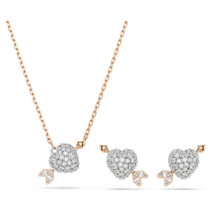 Idyllia Set Mixed Cuts, Heart with Arrow, White, Rose Gold-Tone Plated Idyllia Set Mixed Cuts, Heart with Arrow, White, Rose Gold-Tone Plated